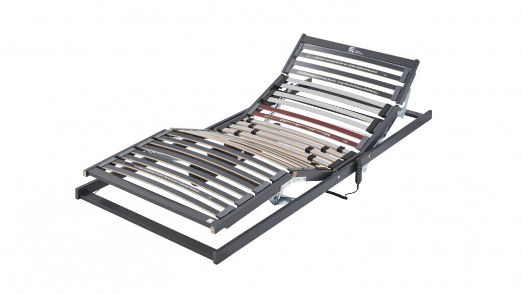 Verstellbarer Lattenrost mit Fernbedienung, der ergonomischen Komfort und variable Positionierung bietet.