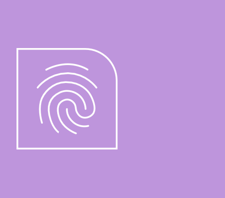 Icon eines Fingerabdrucks auf Lila Hintergrund