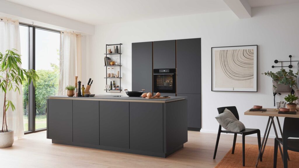 Kueche planen Culineo Designkueche Schwarz Mit Keramikarbeitsplatte