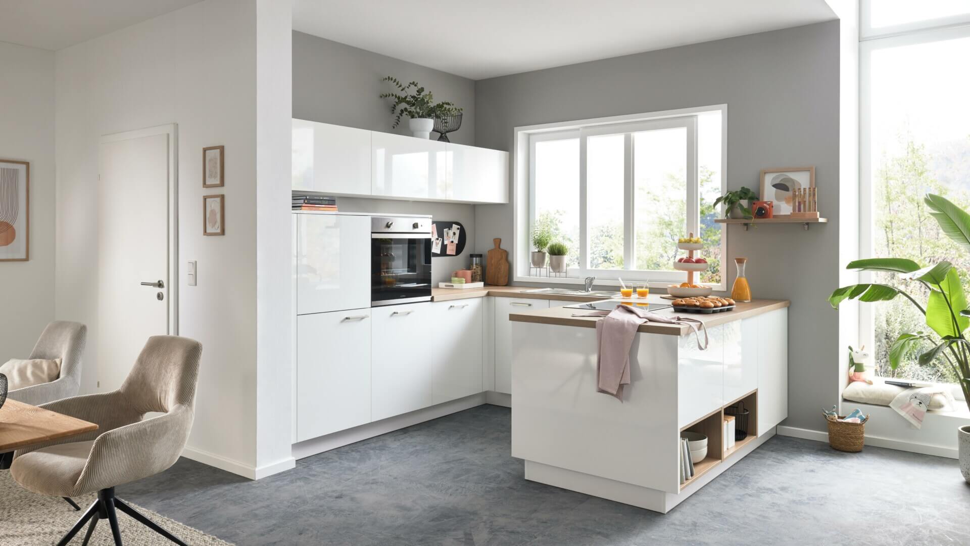 Kuechenformen Interliving Moderne U Kueche Weiss Hochglanz